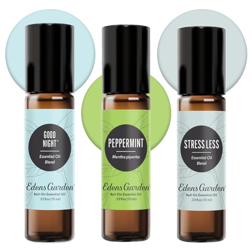 Edens Garden Essential Oil Roll-On 3 Set, 100% Pure Therapeutic G...