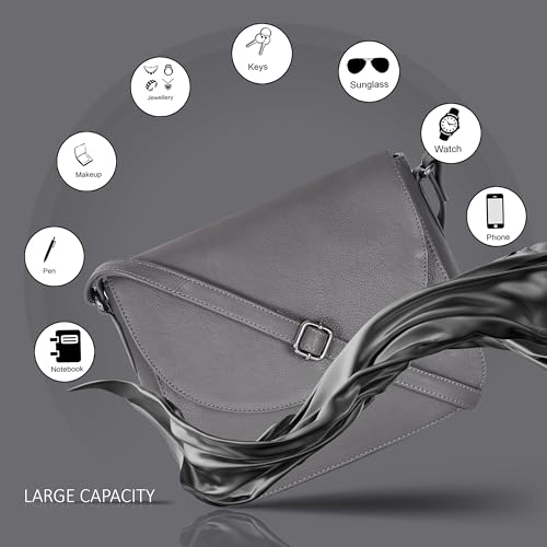 Image of Genuine Leather Shoulder Crossbody Purse For Women with Adjustable Strap, Mobile Pocket & Outside & Inside Zipper