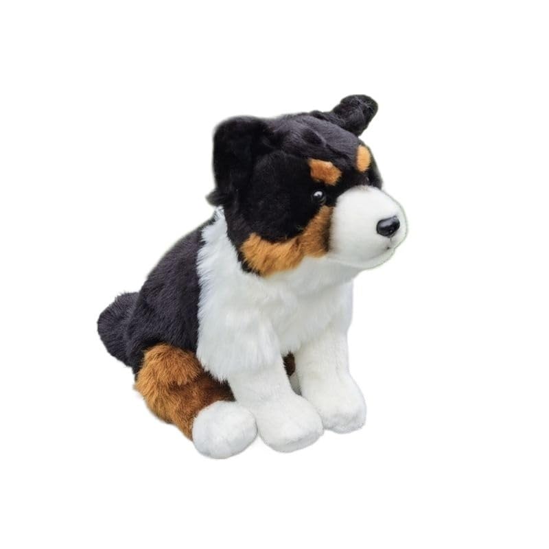 Peluche Border Collie Tricolore : chiot de berger réaliste en peluche douce pour collection