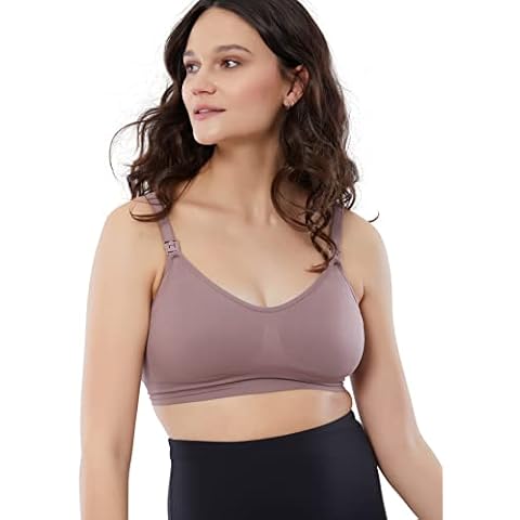 Ingrid and Isabel Basics Nursing and Pumping Bra - Hands Free Breast Pump Bra - Comfortable Pumping and Nursing Bra Mauve M Cover