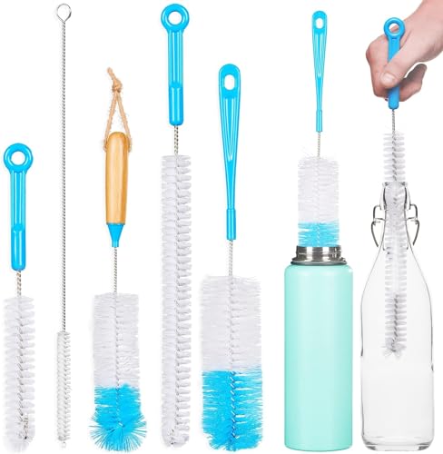 Image of Bottle Brush Cleaner Set, 5 Pack, Long Brushes for Water Bottles, Tumblers, Wine Decanter, Baby Bottles, Flasks, Kitchen Cleaning Supplies