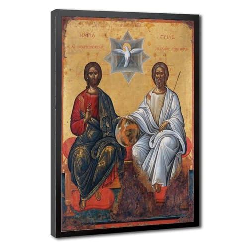 Toile Sainte Trinité Damaskenos déco murale - Tableau 40x61 cm idéal pour coin prière et salon