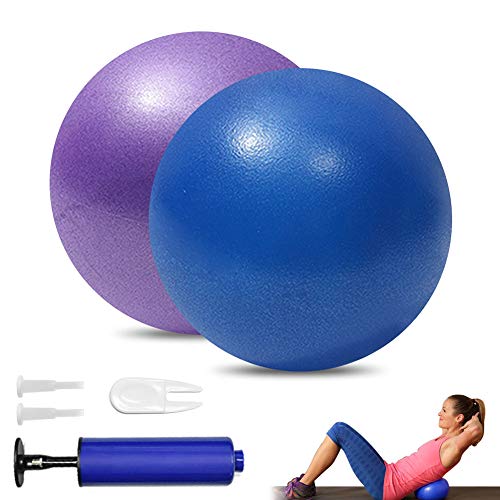 MOMPLUS 2 Pcs Exercise Pilates Ball Mini 9 Inch Yoga Balls Barre Ball Small Bender Ball for Home Stability Squishy Training Physical Therapy Improves Balance Core Strength Comes with Inflatable Straw