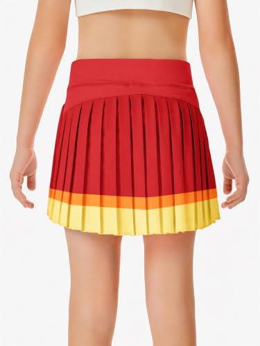 Image of Haloumoning Girls Pleated Skirts with Shorts Athletic Tennis Skorts Sport Performance Skirt with Pockets 4-14 Years