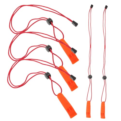 5 silbatos plásticos con cordón para emergencias y deportes miniatura 1