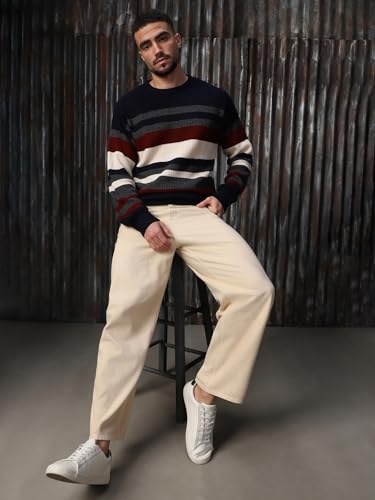 Image of High Star Men Acrylic Knitted Regular fit Round Neck Full Sleeves Sweaters 30