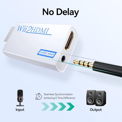 Image of GANA Wii to HDMI Converter 1080P Full HD, Wii HDMI Adapter with 3.5mm Audio & HDMI Output, Compatible with Wii /Wii U, HDTV, Monitor, Projector, Supports All Wii Display Modes