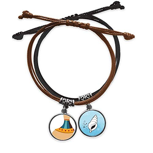 Pulsera de gato egipcio en cuero negro ajustable amuleto de egipto
