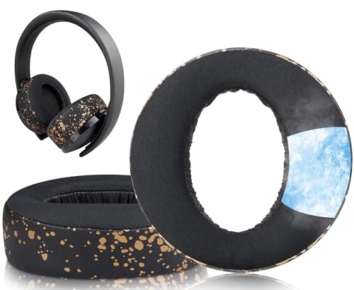 Image of SOULWIT Cooling-Gel Ear Pads Cushions for Sony New Gold Wireless PlayStation PS4 Headset, Replacement Earpads for 2018 Version, Headphone Model CUHYA-0080 - Black Gold