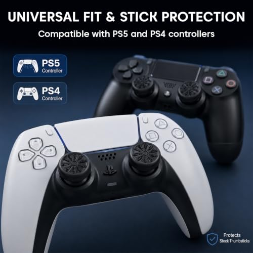 Image of Sounce FPS Freek Galaxy Thumbstick Caps for PS4 & PS5 Controller | Non-Slip Rubber Joystick Cover | 1 High-Rise + 1 Mid-Rise Concave Analog Grip | Improved Accuracy & Comfort (Black)