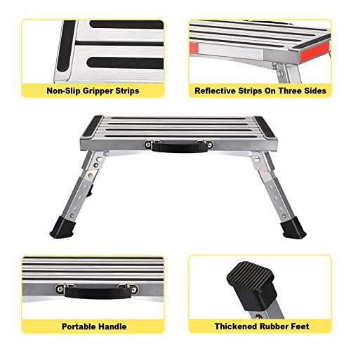 Image of Yagud RV Steps, Adjustable Aluminum Folding Platform Step with Non-Slip Rubber Feet