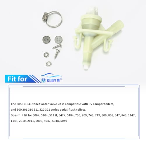 Image of Upgraded RV Toilet Water Valve Kit 385311641 for Sealand Dometic 300, 301, 310, 311, 320, 321 series RV camper toilets and pedal-flush toilets