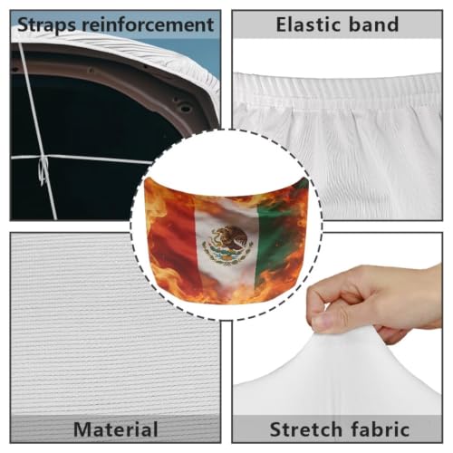Image of Mexican Flag Print Car Hood Cover Protector Stretchable Car Hood Wrap Blankets Mexican Independence Day Decorations Automotive Exterior Accessories for Compact SUV Sedans Trucks Pickup