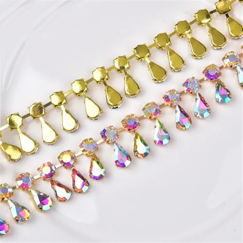 Chaîne en verre strass 8 mm d'exception sur base métal couture de luxe 45cm - 7