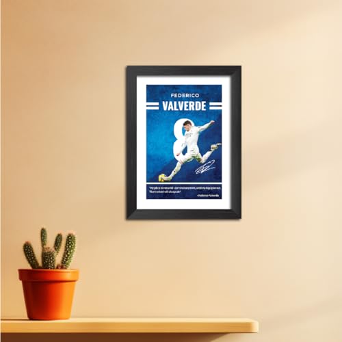 Image of TenorArts Federico Valverde Quotes Poster Frame Real Madrid Laminated Photo Framed Painting with Matt Finish Black Textures (12 inches x 9inches)
