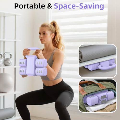 Image of 2-in-1 Adjustable Dumbbell Set, Upgraded 4 Levels Hand Weights for Women Men, Each 2.2 /3.3 /4.4 /5.5lb, Convertible Weights Dumbbells and Kettlebell Set for Home Gym Exercise & Fitness