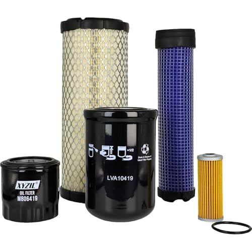XYZIL LVA21198 Maintenance Filter Kit Compatible with John Deere 4200 4300 4400 Compact Utility Tractor M131802 M131803 M806419 MIU804763 LVA10419 Engine Hydrostatic Transmission Oil Air Fuel Pak