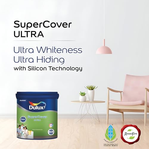 Image of Dulux SuperCover Ultra - Premium Interior Emulsion Paint For Walls and Ceilings | Smooth Matte Finish | Durable, Long-Lasting Paint with Extra Coverage, Green (4L, Glass Green, 4 Years Warranty)