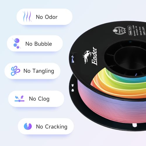 Image of Creality 3D Printer Filament, PLA Plus Filament 1.75mm Rainbow, PLA Pro Toughness Upgraded Dimensional Accuracy + /- 0.03mm, 2 * 1KG Spool Ender PLA+ Filament for Most 3D Printer