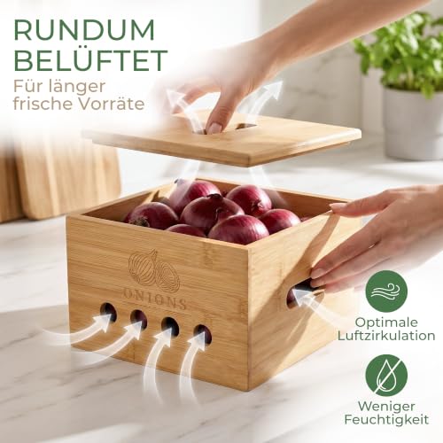 CALIDORO Premium Kartoffel Aufbewahrungsbox [3er Set] – Längerfrische Kartoffel Aufbewahrung, Knoblauch und Zwiebel Aufbewahrung… – Ansicht 3