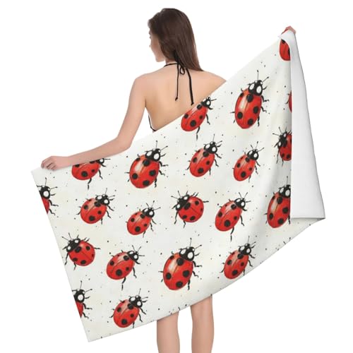 Serviette de plage à séchage rapide en microfibre motif coccinelle rouge - 2