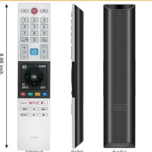 VINABTY CT-8533 Replaced Remote Control Suitable for Toshiba TV 32LL3C63DB 43LK3C63DB 24WK3A63DB 24WK3C63DAY 32WK3C63DAY 43L2863DB 43L3863DB 43T6863DB 43V5863DB 32W3864DB 32W2863DB 40L2863DB - Image 2