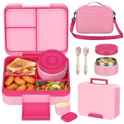 HWONMTE Bento Lunch Box Set for Kids with Soup Thermo Food Container Adults