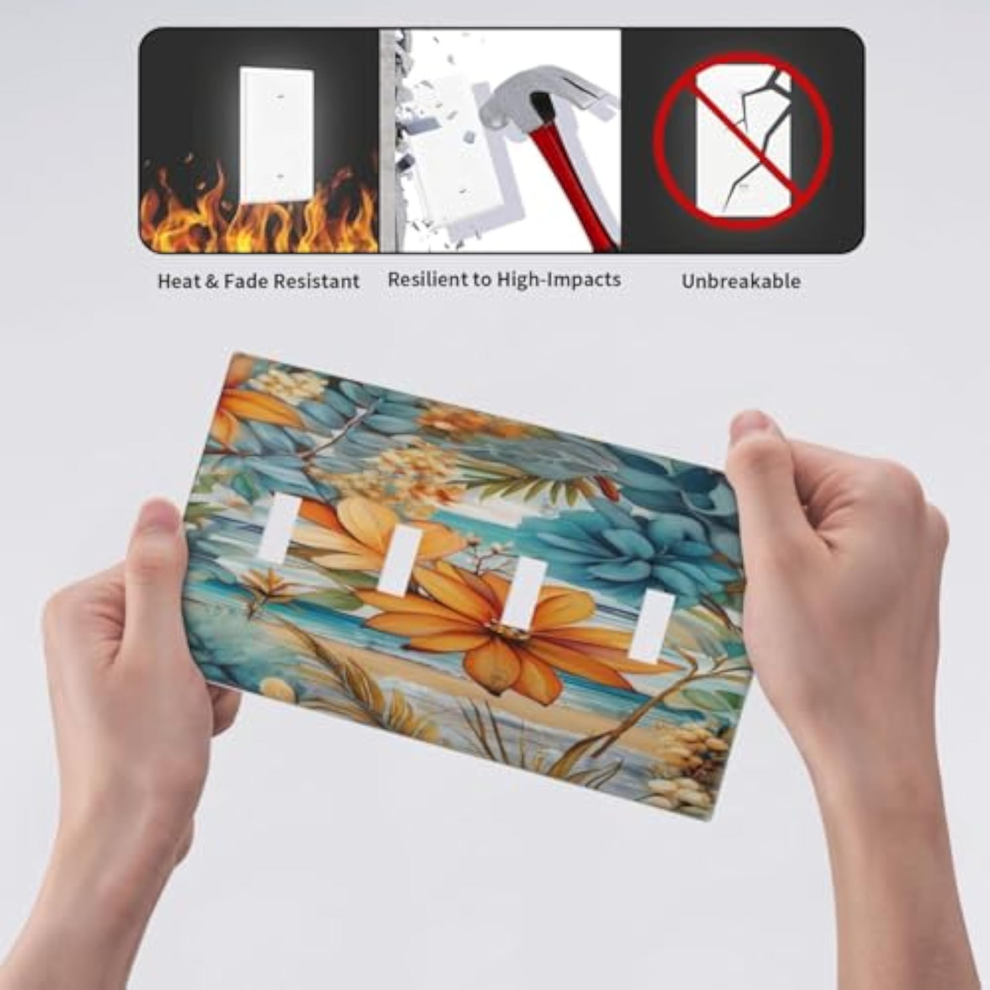 Flowers and Leaves on a Beach Quad Toggle Light Switch Covers