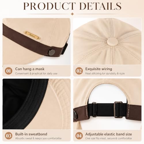 Image of Summer Cap for Women Fashion Wide Brim Sun Hats Sun Visor Caps for Women Bucket Hat Lightweight Packable UV Protection Cap Ladies Hat for Travel, Daily, Hiking, Beach