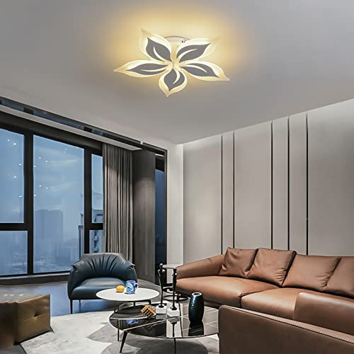 Garwarm Modern Ceiling Light, 23.6” Led Flower Shape Design Dimmable Chandelier Flush Mount Ceiling Lights Fixture For Living Room Bedroom 50W #TOP2