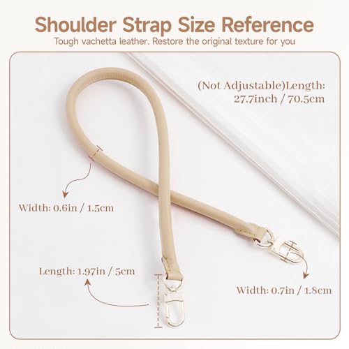 Image of Bag Genuine Vachetta Leather Shoulder Short Strap Replacement Fit for Graceful Damier or Speedy25 30 35(Apricot)