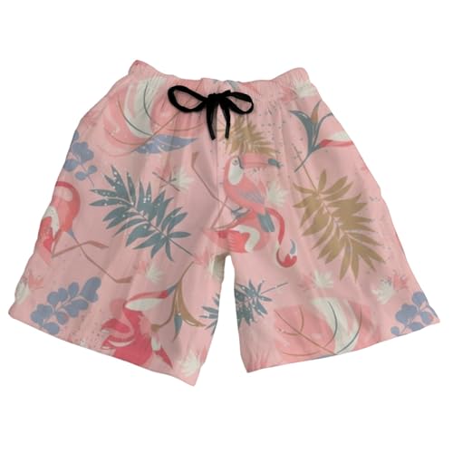 Deovige Swim Trunks Men with Pockets Tropical Flamingo No Mesh