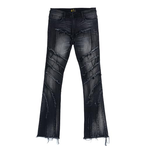 Loose-Layered Men's Jeans, Straight-Leg Jeans, Fringed Casual Jeans.