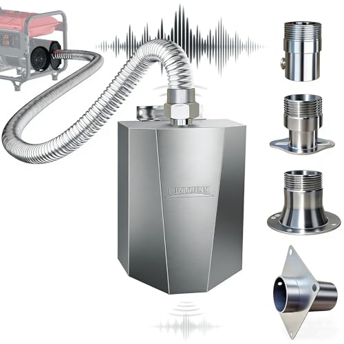 LUNTHINK Stainless Steel Generator Exhaust Extension Kit Anti-Falling Threaded Design Noise Reduction Easy Install Compatible with Most Portable Generators