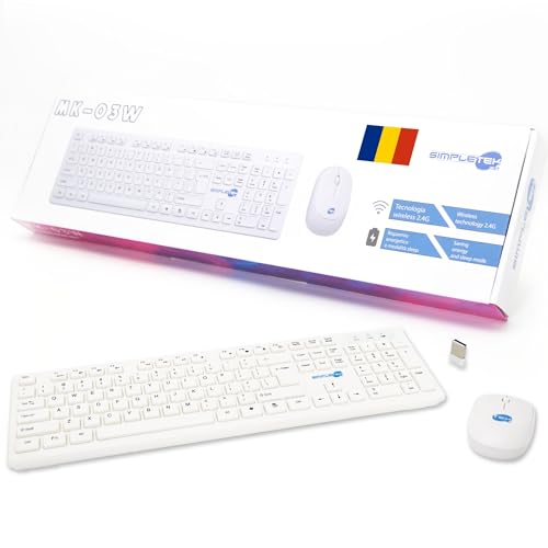 Clavier sans fil roumain avec pavé numérique et souris ergonomique 2,4G