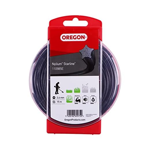 Oregon Filo per Decespugliatore a Forma di Stella con 5 Bordi Taglienti, in Nylon Professionale Arricchito con Particelle di Alluminio, 3 mm - 60 m, Nylium (‎104884E)