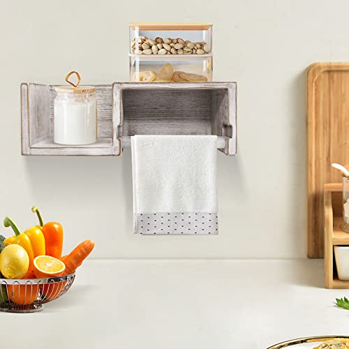Qrxq Farmhouse Wooden Toilet Paper Holder With Shelf, Wall Mount Rustic Toilet Roll Holder With Storage For Bathroom Kitchen(Weathered White) #TOP6