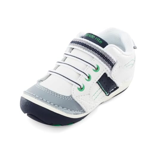 Stride Rite boys Soft Motion Artie Athletic Sneaker, White/Navy, 5 Toddler US