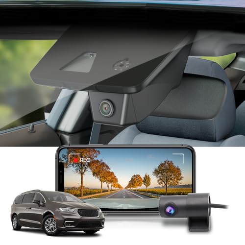 Fitcamx Front 4K+Rear 1080P Dash Cam Adapts for Chrysler Pacifica 2018-2025 & Plug-in Hybrid, OEM Look, Dual HD Video, Loop Recording, WiFi & APP, G-Sensor, Night Vision, Easy to Use, 128GB Card