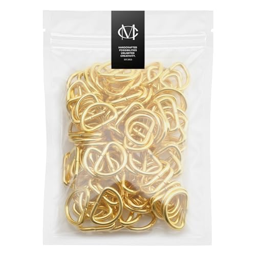 CRAFTMEMORE 100 Pack 3/4 Inch Metal D-Rings Non Welded Dee Ring for Bag Belt Lanyard DIY Craft Accessories (Gold)