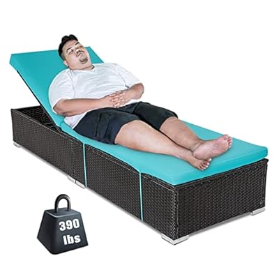 J-SUN-7 2 Pieces Outdoor PE Wicker Chaise Lounge, Patio Reclining Chair Furniture Set Pool Deck Adjustable Backrest… 41362jdhhkL. SS400