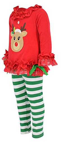 Unique Baby 2 Piece Girls Printed Leggings Outfit with Long Sleeve Shirt Kid and Toddler Clothes Set3