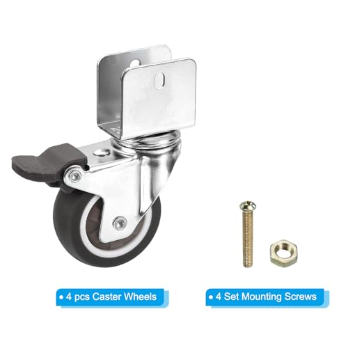 PATIKIL 2" Roulettes pivotantes avec support U 3/4" 4 Remplacement de roue pivotante avec charge totale de frein 165lbs pour la table de meubles de cabinet