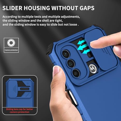 Coque Moto E20 E30 E40 avec protège-écran verre trempé et cache caméra bleu