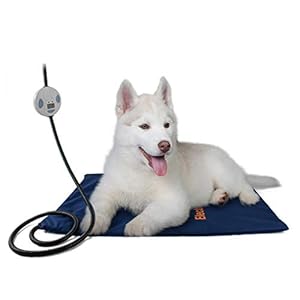Namsan verwarmingskussen voor huisdieren, verwarmingsmat voor hond en kat met 7 tandwielen van de temperatuurinstelling, anti-bite-slangwikkelkabel, blauw