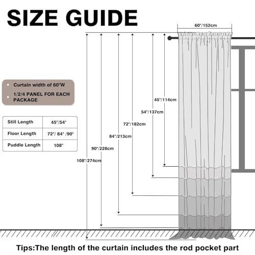 Cortinas de gasa semitransparentes para suavizar la luz solar en ventanas de 152x182 cm 7