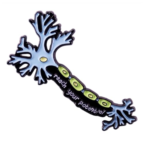Image of Neuron Cells Reach Your Potential Brooch Science Enamel Badge, Cellular Brooch - Brain Cell Lapel Pin
