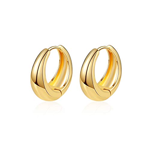 UILZ Chunky Hoop Earrings for Women, Small 14K Gold Plated Hypoallergenic Cute Huggie Lightweight Girls Tiny Hoop Earrings, Gold