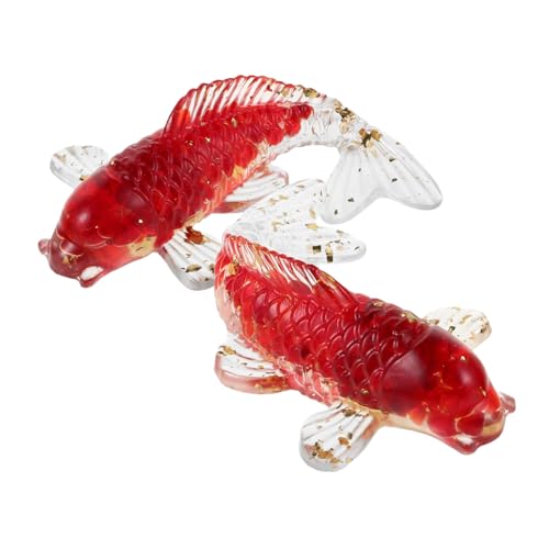 Vaguelly 2piezas Adornos De Cristal De Carpa Figuras De Peces Koi para Decoración De Escritorio Estatuas De Animales Miniatura Adornos De Peces Dorados Suerte