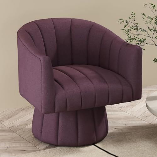 Modern Swivel Accent Chair, Velvet Corner Chair, Comfy Round Barrel Chair, Cozy Armchair for Living Room, Bedroom, Office Spaces - Beige